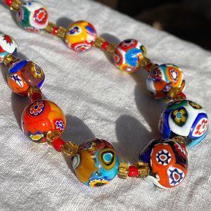 1930s Venetian Murano Millefiori Bead Necklace